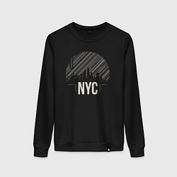 Свитшот хлопковый женский NYC vibe, цвет: черный