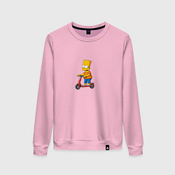 Свитшот хлопковый женский Барт Симпсон на самокате, цвет: светло-розовый