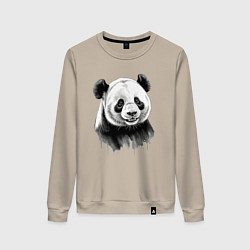 Женский свитшот Панда портрет черно белый