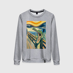 Женский свитшот Крокодил кричит на картине Эдварда Мунка - мем иск