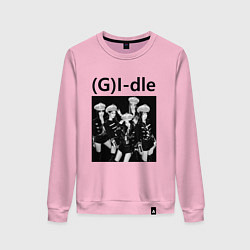 Свитшот хлопковый женский G I-dle группа в стиле империи, цвет: светло-розовый