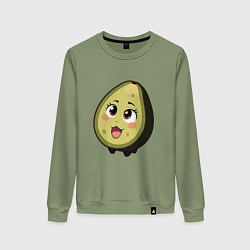 Свитшот хлопковый женский Ахегао авокадо, цвет: авокадо