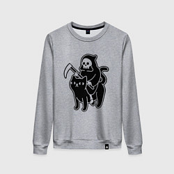 Свитшот хлопковый женский Жнец и его кот, цвет: меланж