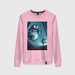 Женский свитшот Тоторо гонится за лесным длинноухим котом - хэллоу