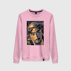Свитшот хлопковый женский Тупак вернулся, цвет: светло-розовый