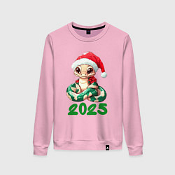 Женский свитшот Милая змейка в новогодней шапочке 2025