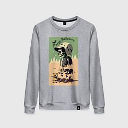 Женский свитшот Прикольный черепок - хэллоуин