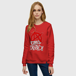 Свитшот хлопковый женский Punks not dead title, цвет: красный — фото 2