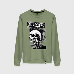 Свитшот хлопковый женский The exploited - punk skull, цвет: авокадо