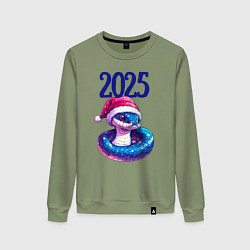 Женский свитшот Новогодняя синяя змея 2025