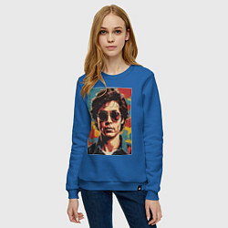 Свитшот хлопковый женский Ретро портрет, цвет: синий — фото 2