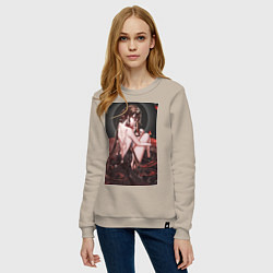 Свитшот хлопковый женский Геншин Ху Тао, цвет: миндальный — фото 2
