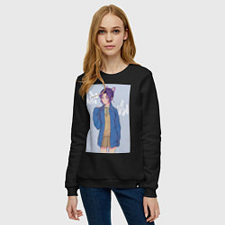 Свитшот хлопковый женский Клинок рассекающий демонов Синобу Котё, цвет: черный — фото 2