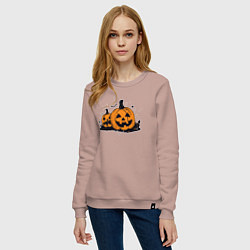 Свитшот хлопковый женский Pumpkins, цвет: пыльно-розовый — фото 2