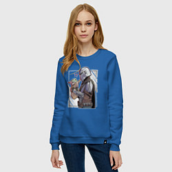 Свитшот хлопковый женский Беби Йода и Мандалорец, цвет: синий — фото 2