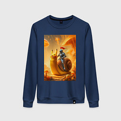 Женский свитшот Рыцарь едет на улитке покемоне - сюрреализм