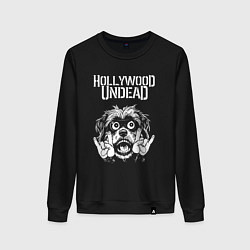 Свитшот хлопковый женский Hollywood Undead rock dog, цвет: черный