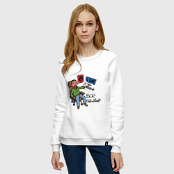 Свитшот хлопковый женский Всё работает, цвет: белый — фото 2