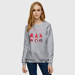 Свитшот хлопковый женский Christmas Gnomes, цвет: меланж — фото 2