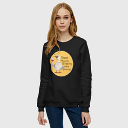 Свитшот хлопковый женский Гусь с бокалом, цвет: черный — фото 2