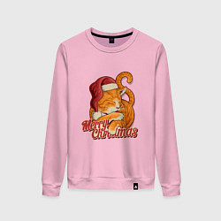 Женский свитшот Новогодний рыжий котик