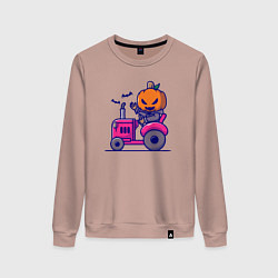 Женский свитшот Тыква на тракторе