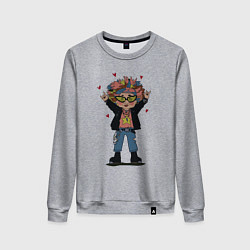 Свитшот хлопковый женский Бабушка рокер, цвет: меланж