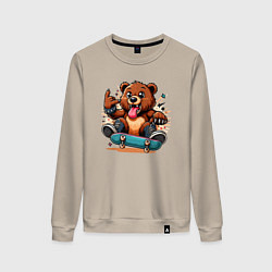 Женский свитшот Мишутка крутой скейтбордист - нейроарт