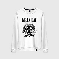Свитшот хлопковый женский Green Day - rock dog, цвет: белый