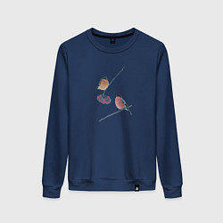 Женский свитшот Снегири на ветке рябины