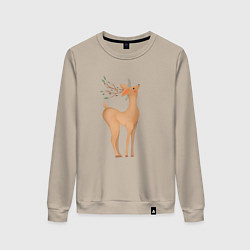 Женский свитшот Олень с листьями на рогах