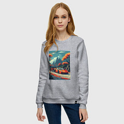 Свитшот хлопковый женский Одинокая ламборгини, цвет: меланж — фото 2