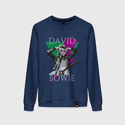 Свитшот хлопковый женский David Bowie hand goggles, цвет: тёмно-синий