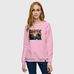 Свитшот хлопковый женский Большой куш Брэд Питт, цвет: светло-розовый — фото 2