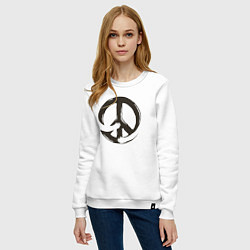 Свитшот хлопковый женский Peace hugs, цвет: белый — фото 2