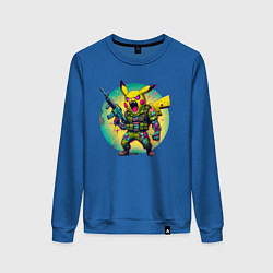 Свитшот хлопковый женский Cool Pikachu - special forces, цвет: синий
