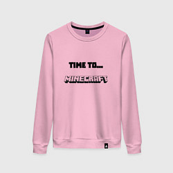 Свитшот хлопковый женский Time to minecraft, цвет: светло-розовый