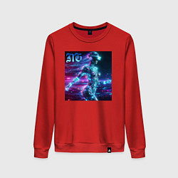 Женский свитшот Neon cyber girl - ai art