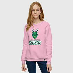 Свитшот хлопковый женский Milwaukee Bucks NBA, цвет: светло-розовый — фото 2