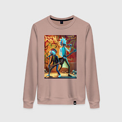 Свитшот хлопковый женский Punk rock - Rick and Morty, цвет: пыльно-розовый