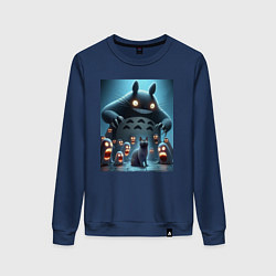 Женский свитшот Тоторо среди привидений и чёрного кота