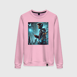 Женский свитшот Harry Potter with a magic wand - cyberpunk