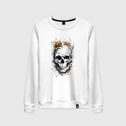 Женский свитшот Череп с желтыми цветами