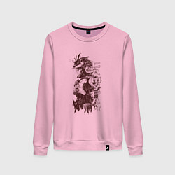 Свитшот хлопковый женский Кибернетический самурай, цвет: светло-розовый