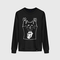 Свитшот хлопковый женский Rolling Stones - cat rock, цвет: черный