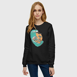 Свитшот хлопковый женский Пивной серфинг, цвет: черный — фото 2