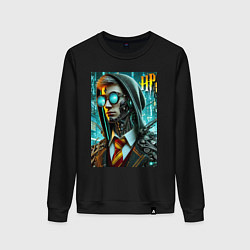 Свитшот хлопковый женский Cyber Harry Potter - ai art fantasy, цвет: черный