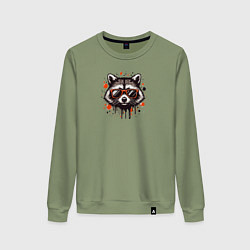 Женский свитшот Голова енота с брызгами краски