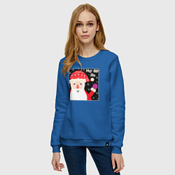 Свитшот хлопковый женский Дед мороз приветствует, цвет: синий — фото 2
