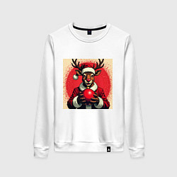 Женский свитшот Рождественский олень Рудольф в шапке Санты